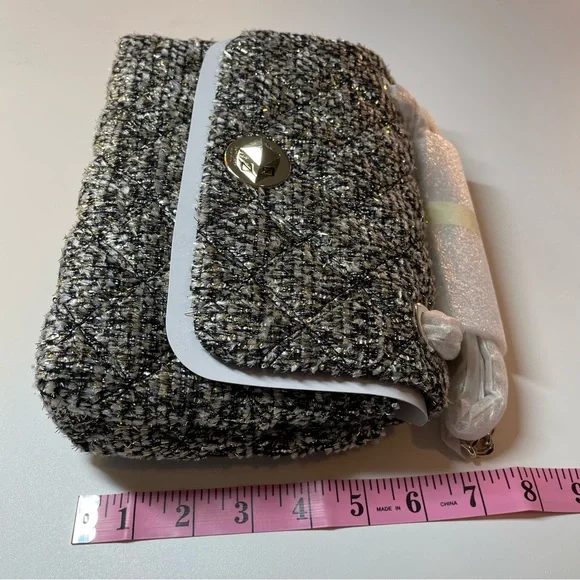 Kate Spade Flap Clasp Black and Gold Natalia Tweed Boucle Crossbody Bag Purse - Picture 7 of 10